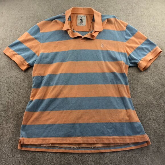 2 Nautica Mens Polo Shirt Large Short Sleeve Colorful Striped Casual Classic - Picture 3 of 16